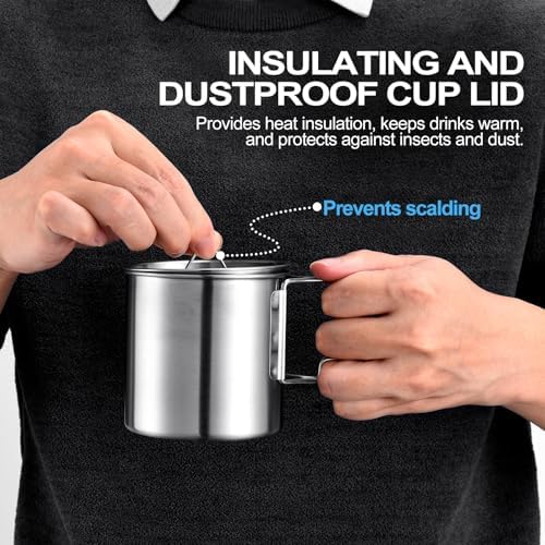 Stainless Steel Camping Cookware Mess Kit - Portable Backpacking Cooking Set with Pot/Plates/Cups & Storage Bag, Outdoor Cookware for Hiking, Picnic, Camping & Backpacking Adventures（8PCS）