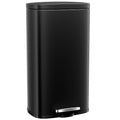 Arlopu13.2 Gallon Step Trash Can, Stainless Steel Garbage Bin, Soft-Close Rubbish Bin with Removable Plastic Inner Bucket, Fingerprint-Proof, Lid Dustbin, Suit for Kitchen Home (Black, 50L)