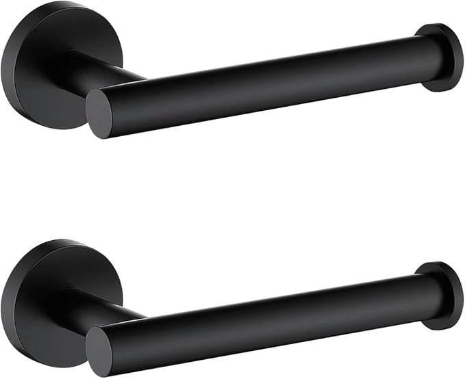 TASTOS Toilet Paper Holder SUS304 Stainless Steel Round Size Matte Black 2 Pack
