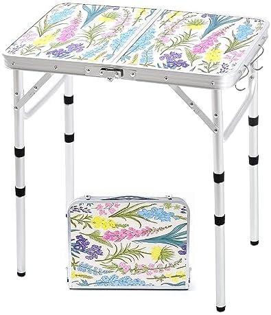 Yriuat Folding Camping Table 2ft Portable Picnic Table, Blooming Floral