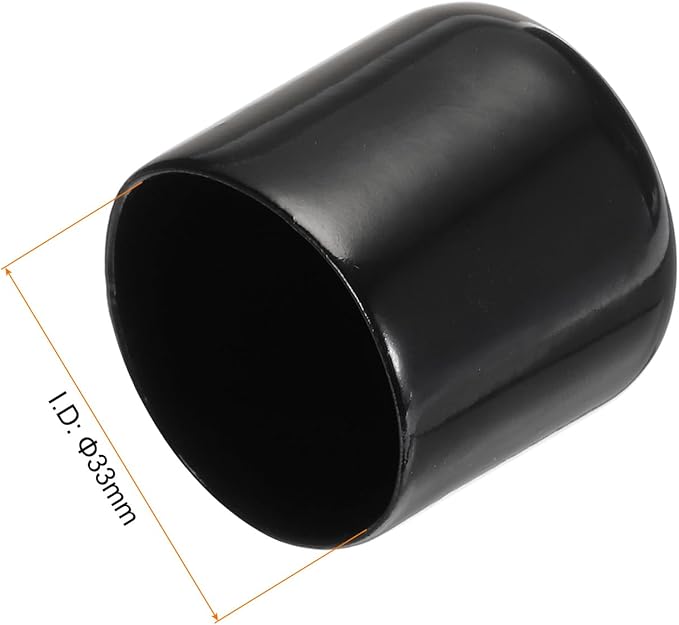 uxcell 20pcs Rubber End Caps 33mm ID Vinyl PVC Round Tube Bolt Cap Cover Screw Thread Protectors Black