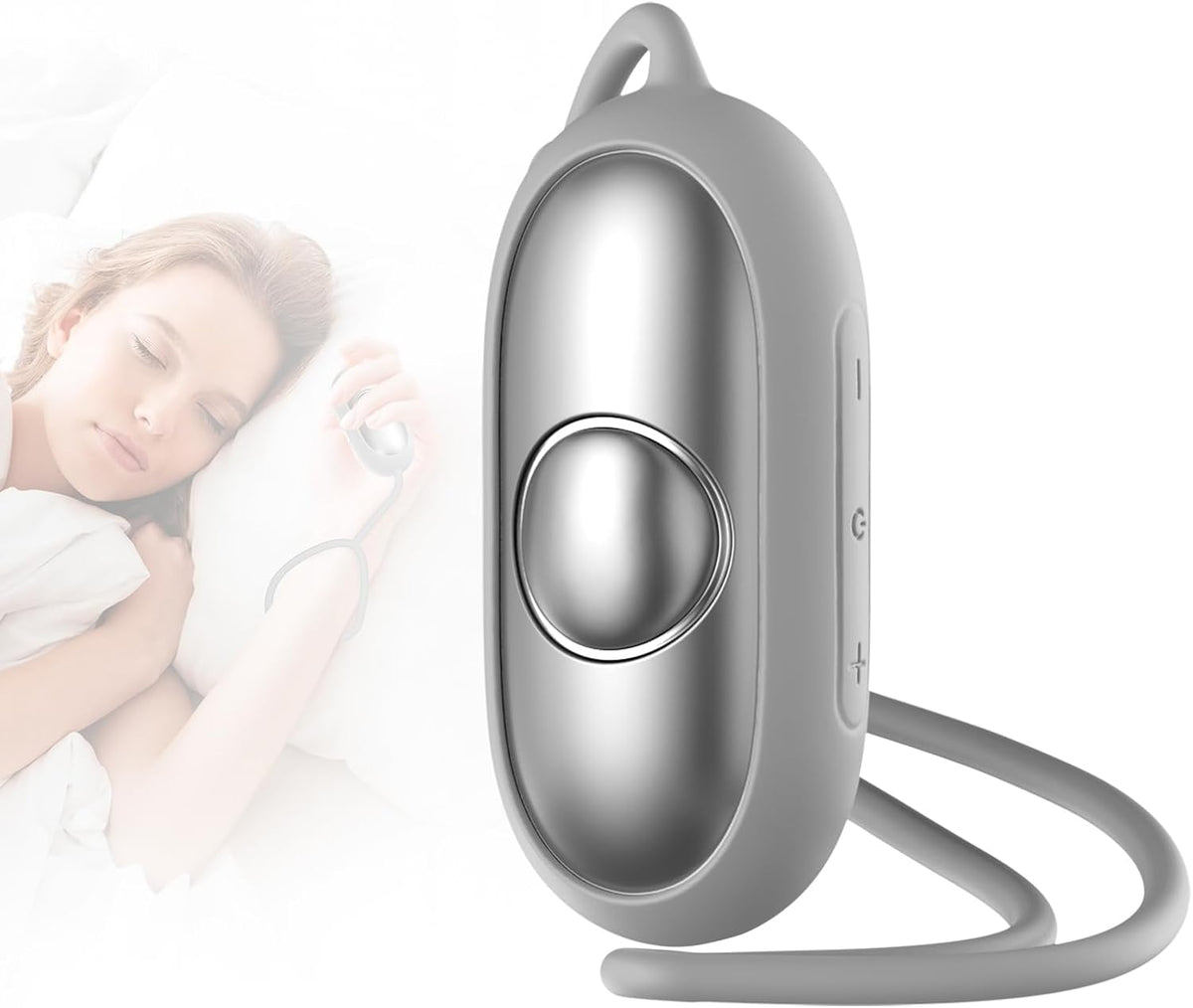 Sleep Aid Device, Micro-Current Sleep Instrument Anxiety Device, Portable Rechargeable Sleep Aid for Anxiety and Insomnia (Silver)