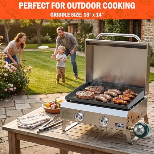 ONLYFIRE GRILLS Tabletop Gas Griddle 2 Burners, Propane Gas Stove, GS318