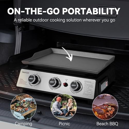 Royal Gourmet PD1301S Portable 3-Burner Tabletop Gas Griddle