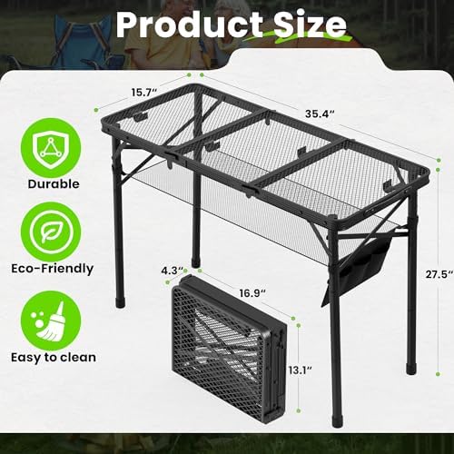 WildFinder Folding Grill Table, 3x1.3 FT Portable Camping Table, Foldable