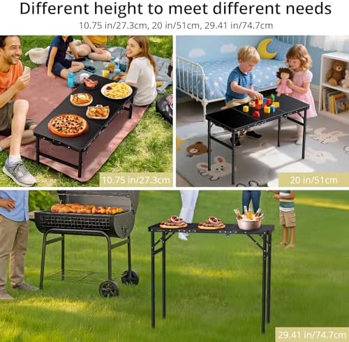Anbte 3ft Tri-fold Camping Table, 3 Adjustable Height Max 29.5", 35" x 16"