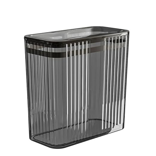 Transparent Trash Can, Bathroom Trash Cans with Lids, 3.5 Gallon Garbage Can for Bedroom, Office, Plastic Slim Waste Basket with Press Top Lid, 15L Clear Trash Bin for Home, Kitchen (Gray)