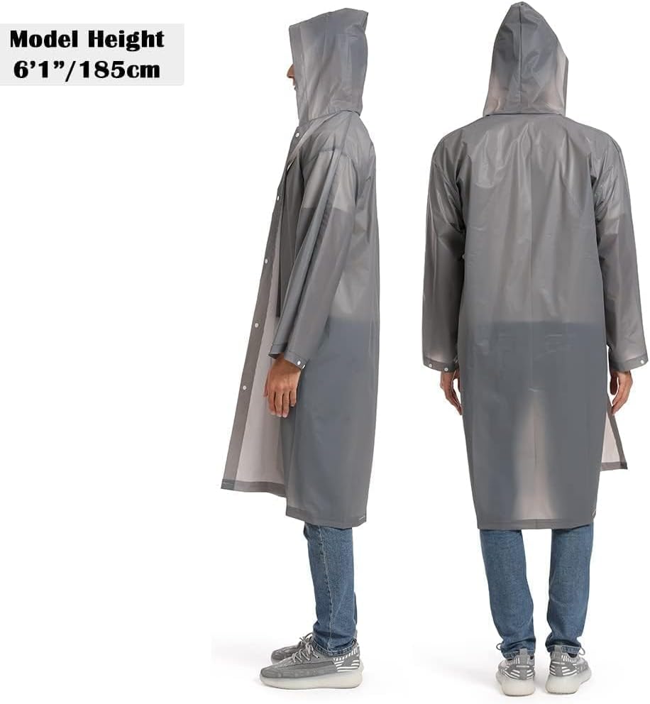 Opret 2 Pack Raincoats for Adults Reusable, EVA Rain Ponchos Lightweight Rain Coat Waterproof Rain Gear for Men and Women