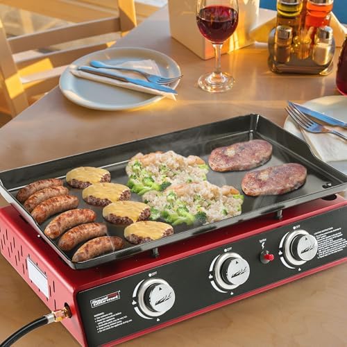 Royal Gourmet PD1301R 3-Burner Tabletop Propane Gas Griddle with Cover