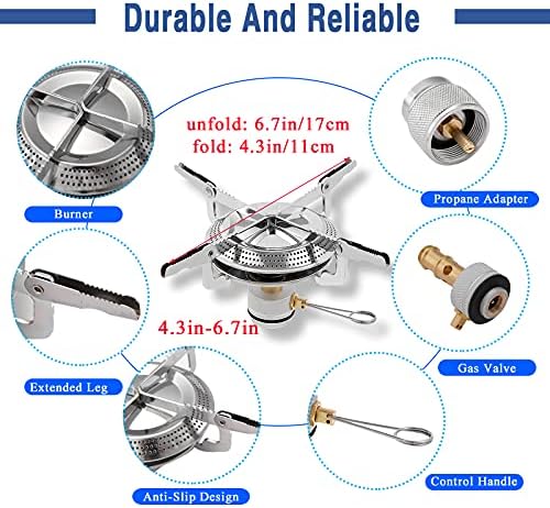 Small Backpacking Stove Portable Camping Stove Burner with Butane Adapter