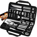 POLIGO 29 PCS BBQ Grill Accessories Stainless Steel BBQ Tools Grilling Tools Set with Storage Bag for Fathers Day Dads Birthday Presents - Camping Grill Utensils Set Ideal Grilling Gift for Men Silver