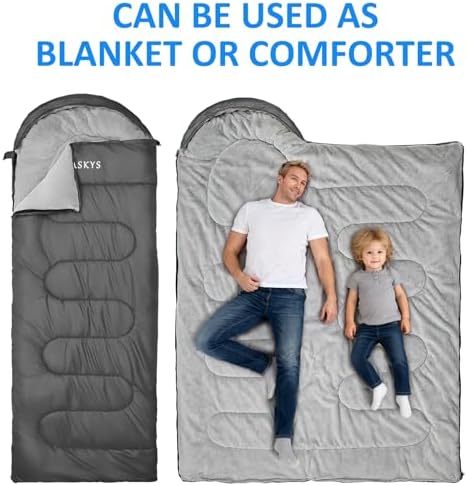 oaskys Camping Sleeping Bag - 3 Season Warm & Cool Weather - Summer Spring Fall Lightweight Waterproof for Adults Kids - Camping Essentials Gear Accessories Hiking Sleep Must Haves