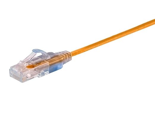 Monoprice Cat6A 6in Yellow 10-Pk Patch Cable UTP 30AWG 10G Pure Bare Copper Snagless RJ45 SlimRun Series Ethernet Cable
