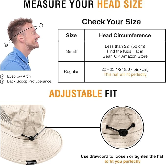 GearTOP Safari Sun Hat for Men and Sun Hats for Women UV Protection UPF 50+ Hiking, Gardening, Fishing