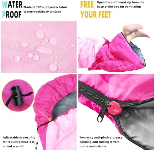 Sleeping Bag for Adults, Lightweight Waterproof 3 Season Camping
