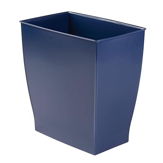 iDesign Small Bathroom Trash Can, Ideal for Primary and Guest Bathroom or Office, Blue, Made in USA