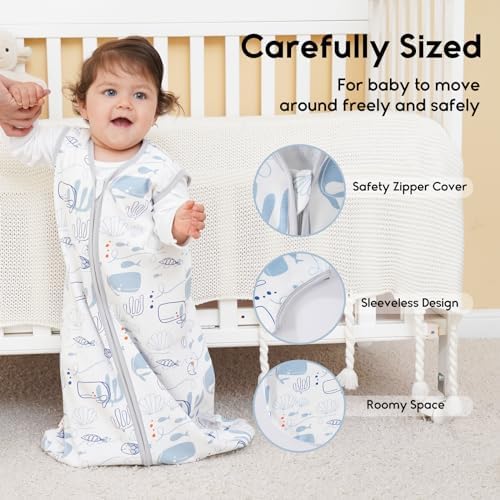 Yoofoss Baby Sleep Sack 12-18 Month 0.5TOG 100% Organic Cotton 2-Way Zipper