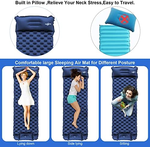 WANNTS Ultralight Sleeping Pad with Pillow & Built-in Pump for Camping