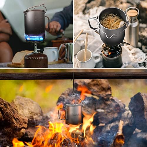 TOMSHOO 750ml/25oz Titanium Mug Camping Titanium Pot with Lid