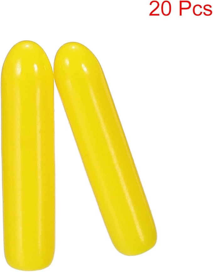 uxcell 20pcs Rubber End Caps 2mm ID Vinyl PVC Round Tube Bolt Cap Cover Screw Thread Protectors Yellow