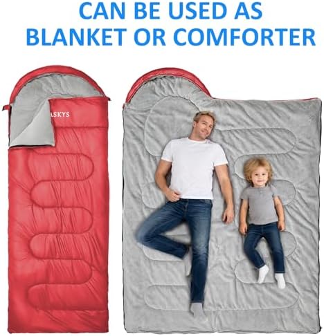 oaskys Camping Sleeping Bag - 3 Season Warm & Cool Weather - Summer Spring Fall Lightweight Waterproof for Adults Kids - Camping Essentials Gear Accessories Hiking Sleep Must Haves
