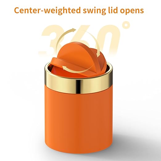 Mini Trash Can with Lid, Desktop Small Trash Can Recycling Bin Cute Metal Garbage Can for Tabletop Countertop Use,Stainless Steel 0.4Gal/1.5L Waste Bin for Office Parlor Car Bedroom,Swing Lid Open