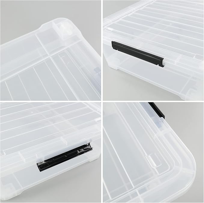 3-Pack Plastic Under bed Storage Box, Clear Latch Bin with Lid, 40 Quart