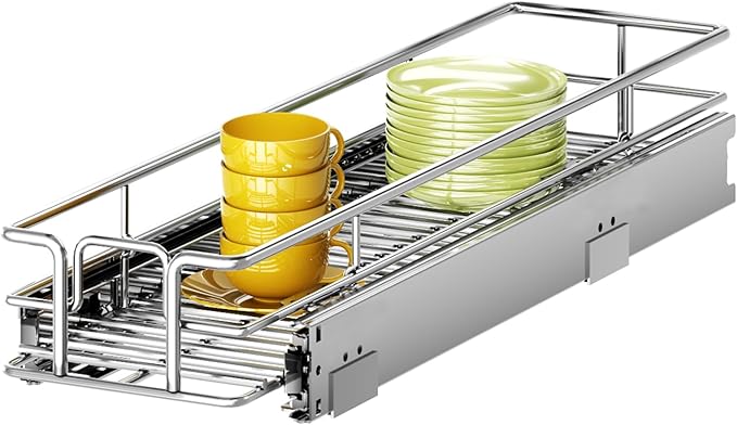 Pull Out Cabinet Organizer 5½" W x 21½" D, Heavy Duty Cabinet Pull Out Shelves, Slide Out Drawers Organization for Kitchen Cabinets Bathroom