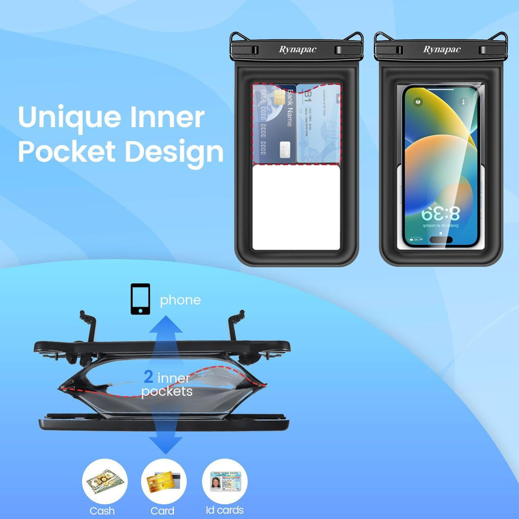 [Up to 8.5"] Floating Waterproof Phone Pouch 2 Pack - Floatable Waterproof Phone Case with Lanyard for iPhone 16 15 Pro Max, Galaxy S25 S24 Ultra, IPX8 Cellphone Dry Bags, Beach Vacation Essentials