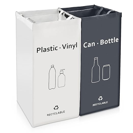 Recycling Bin, Separate Large Recycle Bins for Kitchen - Indoor Home Trash Bin, Recyclable Waste Trash Sorting Organizer, Durable, Washable, Affordable Recycle Bags, 2 Pack