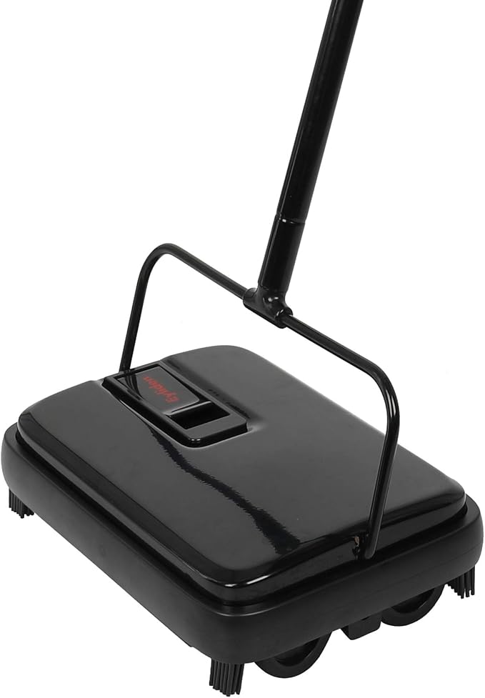 Eyliden Carpet Sweeper, Mini Size Lightweight Hand Push - No Noise, Non-Electric, Easy Manual Sweeping Only for Carpet Cleaning (Black)