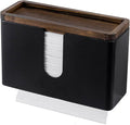 MyGift Deluxe Modern Matte Black Metal Folded Commercial Paper Towel Holder with Rustic Burnt Solid Wood Tray Lid, Wall Mounted Trifold Multifold Z Fold Disposable Napkin Dispenser
