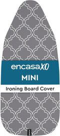 Encasa XO Ironing Board Cover and Pad 28"x12" - Thick 3mm Felt Padding, Drawstring Tightening & Lock, Easy Fit, Scorch & Stain Resistant, Fits Mini Ironing Board - Grey Tiles