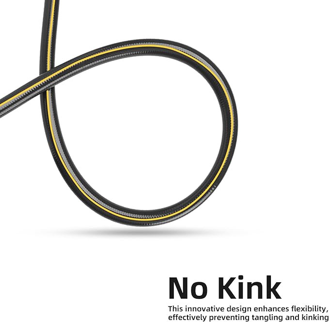 Solution4Patio Long Black Garden Hose 3/4 in. x 50 ft. -Heavy Duty Durable Flexible Lightweight Water Pipe -Brass Aluminum Ends for Household & Commercial -Kink Free, No Leaking, Male/Female Fittings