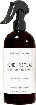 Muse Apothecary Home Ritual Active Odor Eliminator Spray - Furniture Deodorizer Spray & Bathroom Odor Eliminator for Home - Essential Oil Air Freshener - 8oz, Mediterranean Citrus