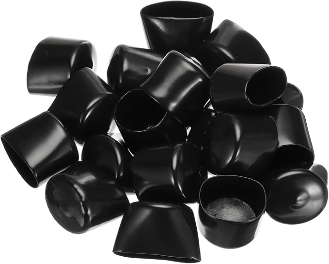 uxcell 20pcs Rubber End Caps 35mm ID Vinyl PVC Round Tube Bolt Cap Cover Screw Thread Protectors Black