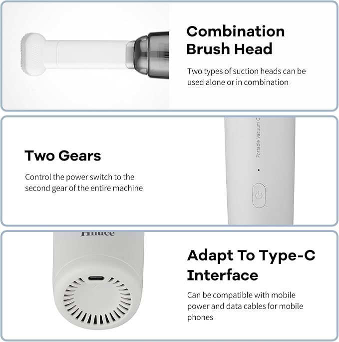 Mini Vacuum Cleaner Cordless,Car Vacuum Cleaner Portable with HEPA Filter, High Power Rechargeable 2 Suction Modes, Lightweight Vacuum for Keyboard,Car, Home, Office, Pet