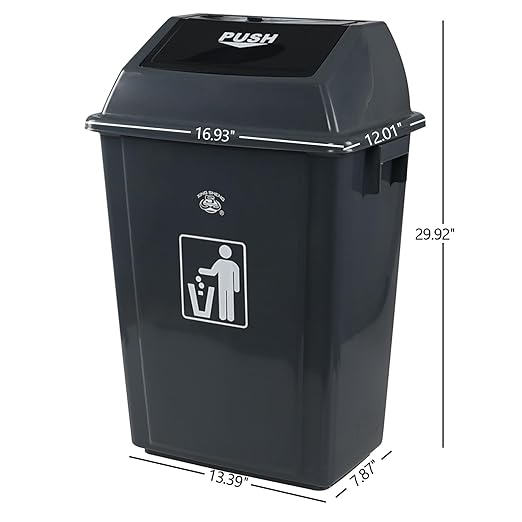 18 Gallon Tall Plastic Trash Can with Swing Lid, 4 Pack Gray Large Kitchen Garbage Bins