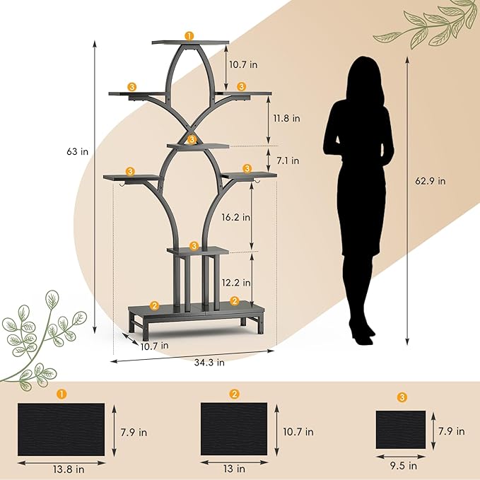 Plant Stand Indoor with 4 Grow Lights