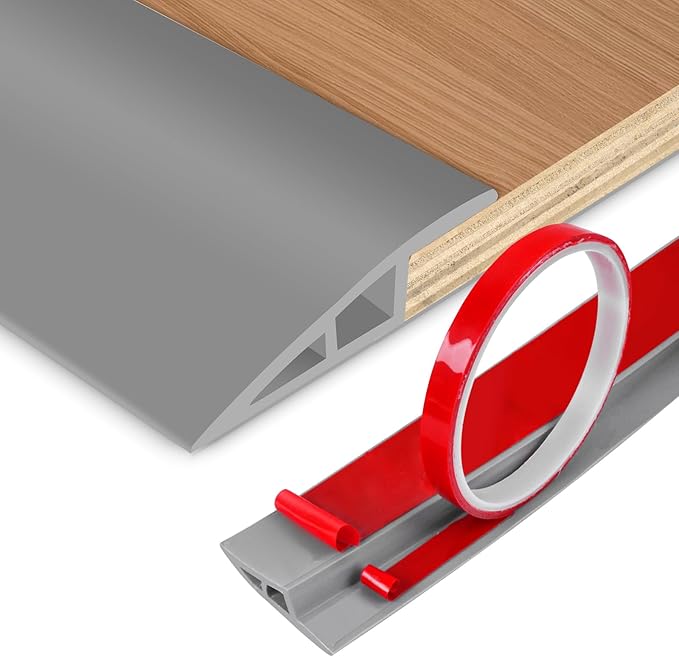 Floor Transition Strip Vinyl Door Threshold Ramp Self Adhesive Carpet Edging Strip Doorway Edge Trim, Overlap Edge Reducer for Laminate Carpet, Floor, Tile (Gray, 2/5" to 3/5", 3.3Ft)
