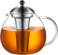 glastal 67oz XL Large Glass Teapot with Infuser Stovetop Safe, Tea Pots for Loose Tea Glass, Glass Tea Kettle for Stove Top, Clear Teapot with Strainer for Loose Tea (2000 ml)