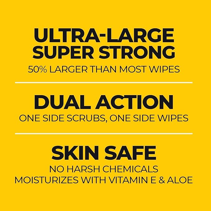 Grime Boss Heavy Duty Surface and Hand Wipes (2x60ct) | Wet Wipes Remove Paint, Oil, Grease, Adhesives, Mud, Dirt | Shop Wipes Replace Cleaners like Rags, Towels, Pumice, Soap