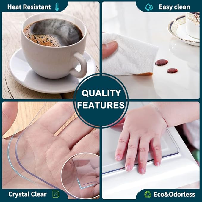 Wadrac 18x40 inch Office Desk Blotter Mat Clear Plastic Table Protector Cover Pad PVC Transparent Topper Surface Mat Pad Anti Scratch Table Mat Glass Dinner End Table Protector Waterproof Easy Clean