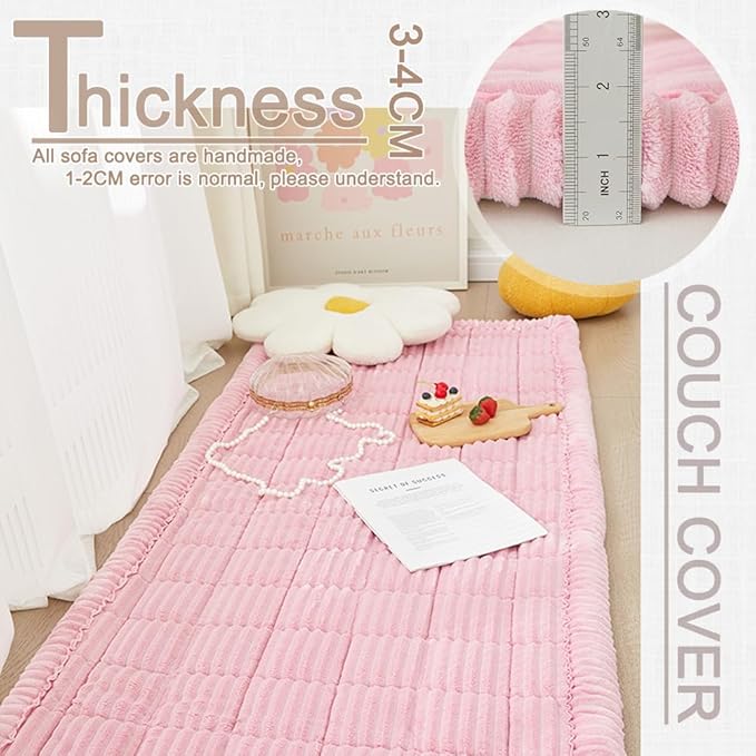 Couch Cover for Dogs Washable, Fuzzy Pet Couch Covers for 3 Cushion Sofa Pet Friendly, Non Slip Sofa Cover (Pink, 27.6" x 70.9"/70 x 180cm)