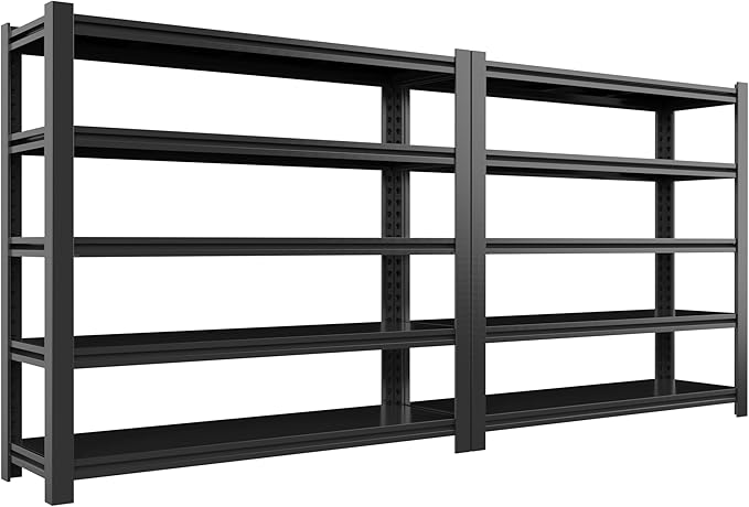 60"W Garage Shelving Heavy Duty Metal Shelving 3000LBS Storage Shelves Adjustable 5 Tier Metal Shelves for Storage Industrial Shelves for Garage, Warehouse, 24.2" D x 60'' W x 72'' H, 2 Packs