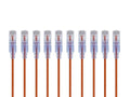 Monoprice Cat6A 6in Orange 10-Pk Patch Cable UTP 30AWG 10G Pure Bare Copper Snagless RJ45 SlimRun Series Ethernet Cable