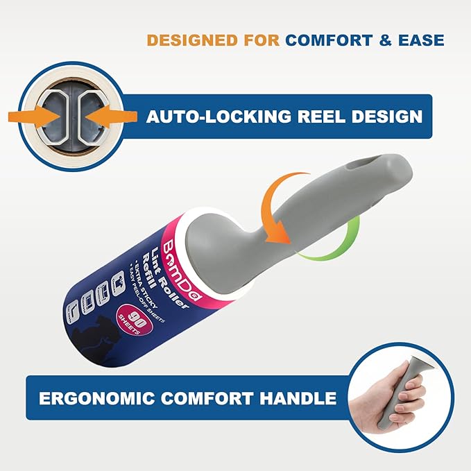 Extra Sticky Lint Roller for Pet Hair, Lint Rollers 600 Sheets, Pet Hair Remover with 2 Upgraded Handle 6 Rollers, Portable Lint Remover for Clothes, Furniture, Dog & Cat Hair (2 Handles + 600 Sheets)