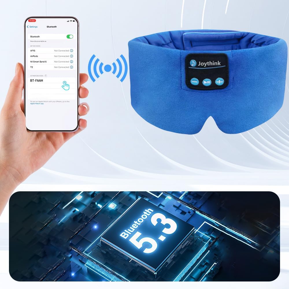 Joythink Sleep Headphones Bluetooth Headband Sleeping Eye Mask Kids Children Soft Wireless Sleep Headphones for Women Men Silk Speaker Bluetooth Earbuds for Side Sleeper Music Mask Cool