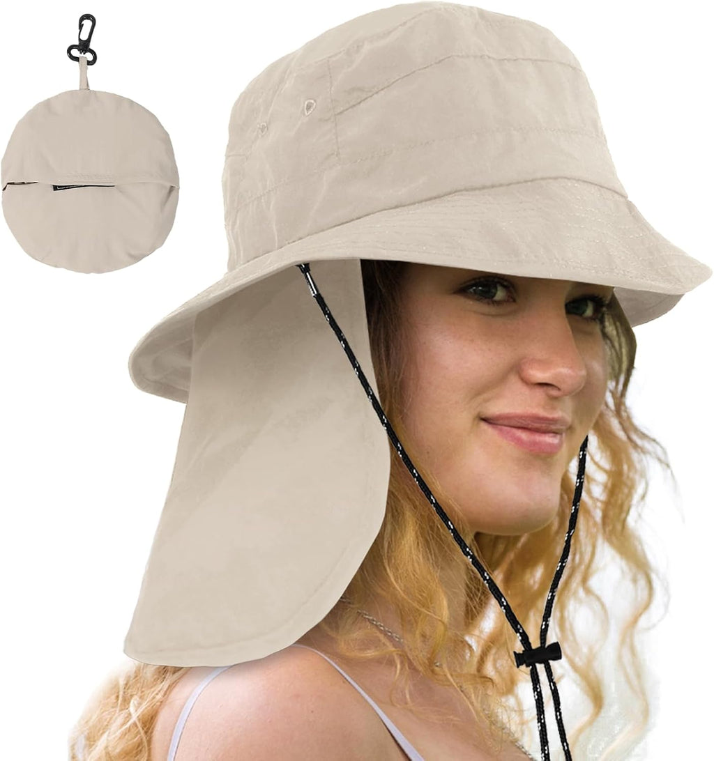 Water-Resistant Sun UPF 50+ Bucket Hat Protection Packable Brimmed Boonie for Women Men Summer Lightweight Hiking Outdoor Cap