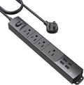 TROND Surge Protector Power Strip with USB, Ultra Thin Flat Plug 6ft Long Extension Cord 1625W, 3 USB A & 1 Type C, 4 AC Outlets 1440J Surge Protection Wall Mount for Home Office Dorm Room, Black